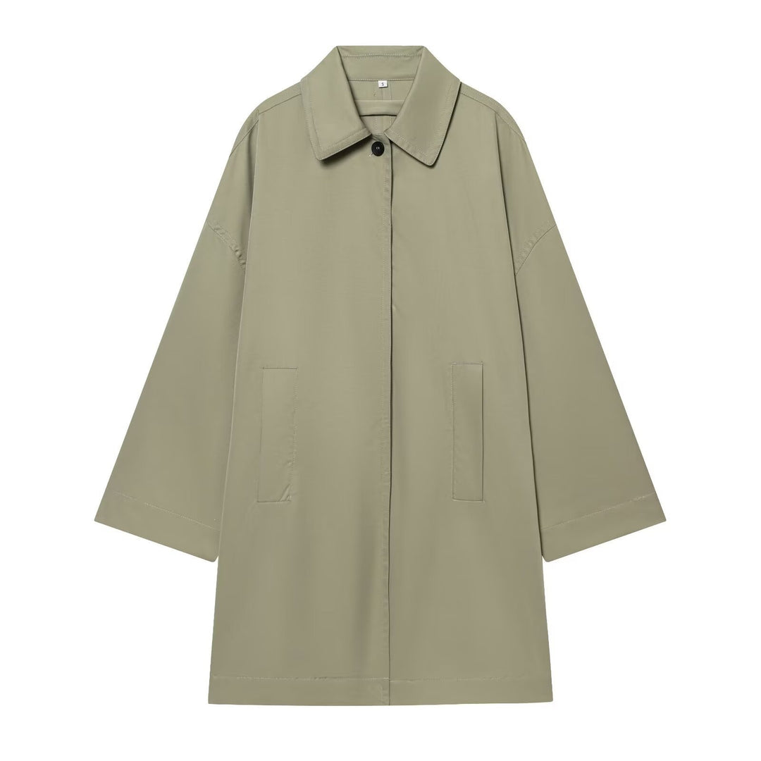 Damen Weitgeschnittener Cape‑Mantel mit verdeckter Knopfleiste und aufgesetzten Taschen Nord Taschen