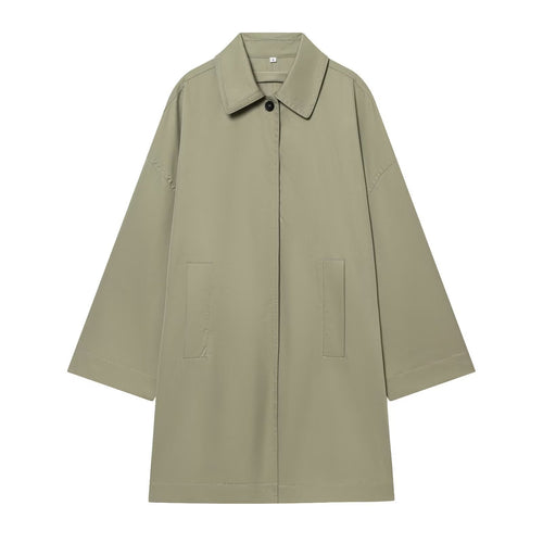 Damen Weitgeschnittener Cape‑Mantel mit verdeckter Knopfleiste und aufgesetzten Taschen Nord Taschen