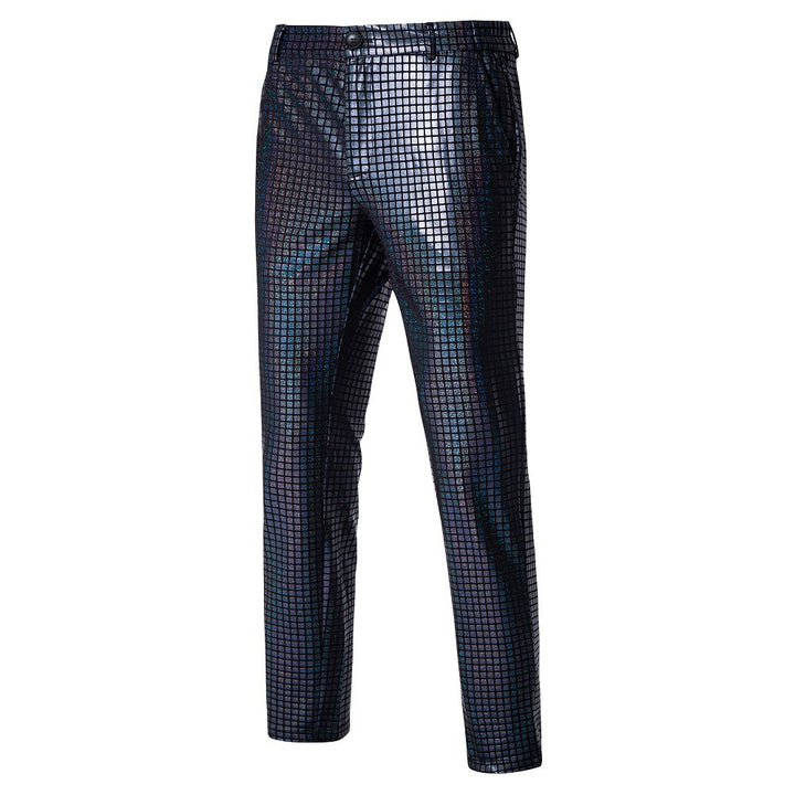 Herren Slim-Fit Anzughose mit glänzender Paillettenoptik und feinem Karomuster Nord Taschen