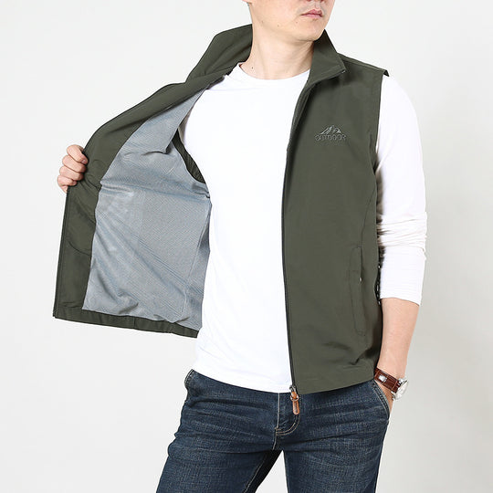 Herren Leichte windabweisende Outdoor-Weste mit Stehkragen und durchgehendem Reißverschluss Nord Taschen