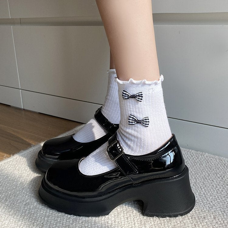 Damen elegante Plateau-Ballerinas mit modischer Schnallenverzierung und rutschfester Sohle
