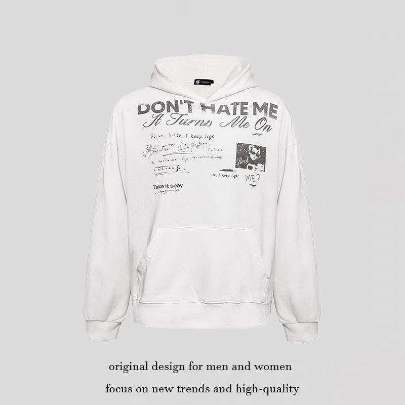 Damen Lässiges Oversize-Hoodie mit Typo-Frontprint, abgesenkten Schultern und Kängurutasche Nord Taschen