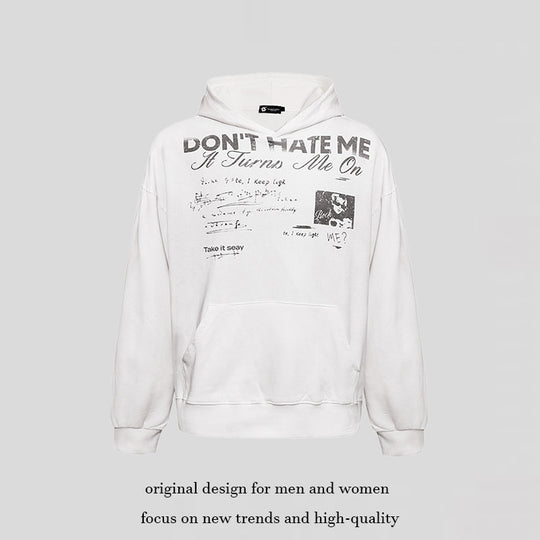 Damen Lässiges Oversize-Hoodie mit Typo-Frontprint, abgesenkten Schultern und Kängurutasche Nord Taschen