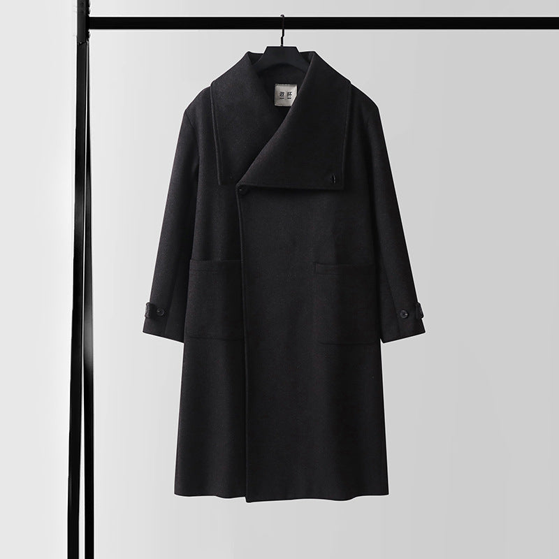 Damen Oversized Wollmix-Mantel mit weitem Schalkragen und aufgesetzten Taschen Nord Taschen
