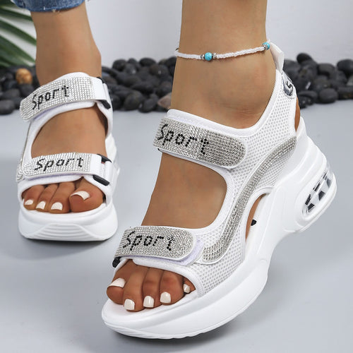 Damen Sportliche Sandalen mit funkelnden Applikationen und atmungsaktivem Obermaterial