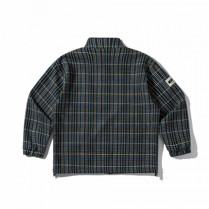 Unisex Kastenförmige karierte Fleece-Übergangsjacke mit Reißverschluss, Stehkragen und Zipp-Taschen Nord Taschen