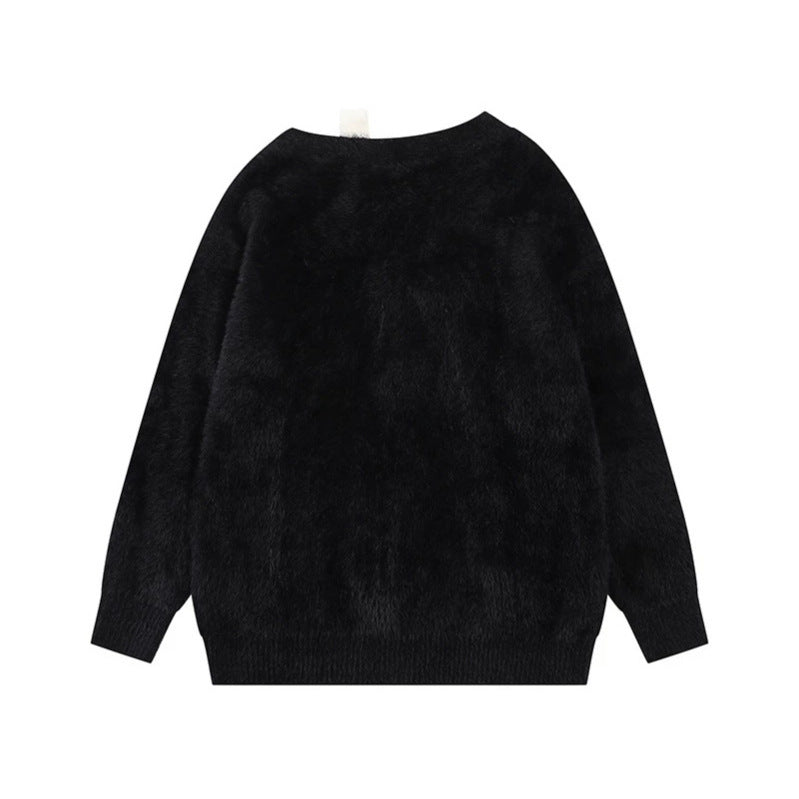 Damen Kuscheliger Strickpullover mit Cartoon-Noten- und Sternmotiv Nord Taschen