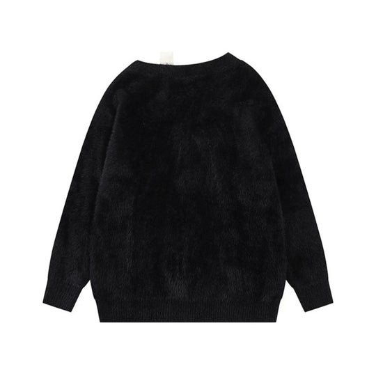 Damen Kuscheliger Strickpullover mit Cartoon-Noten- und Sternmotiv Nord Taschen