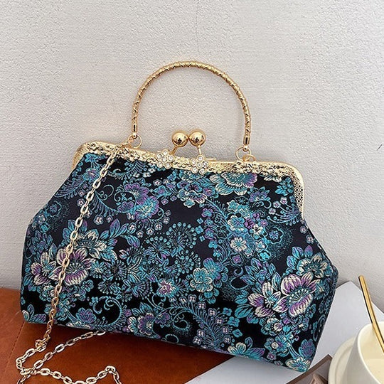 Damen Vintage-Tasche mit floralem Design und Kettenriemen Nord Taschen