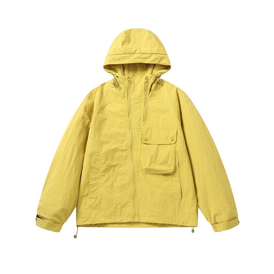 Unisex Leichte Boxy-Windjacke mit Kapuze, Utility-Brusttasche und Kordelzug Nord Taschen