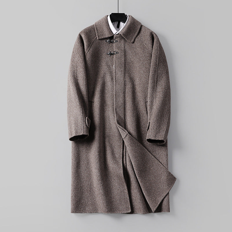 Herren Gerader Wollmix-Longcoat mit verdeckter Front und dekorativen Knebelverschlüssen Nord Taschen