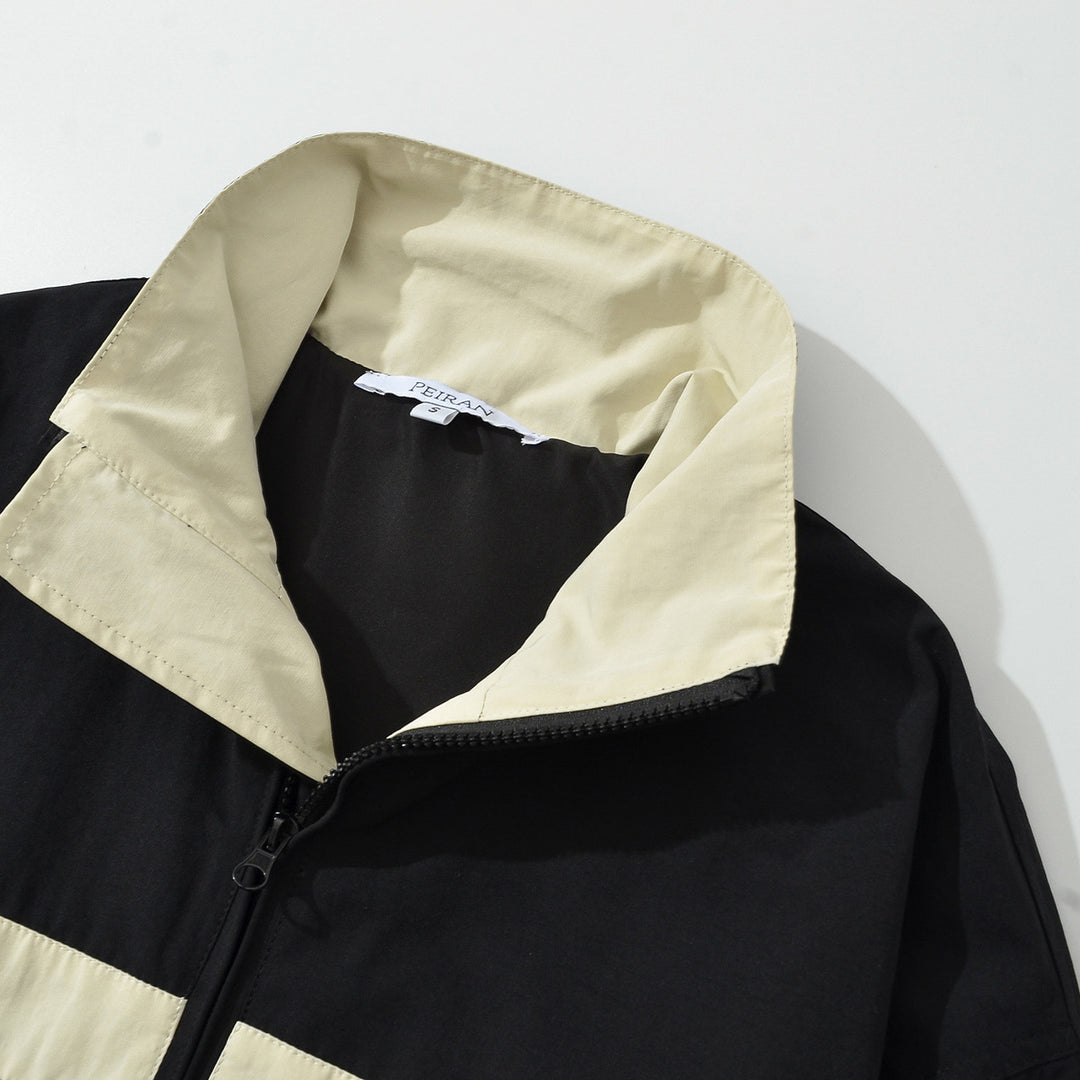 Damen Sportive Trackjacke mit hohem Stehkragen und kontrastierenden Streifen Nord Taschen