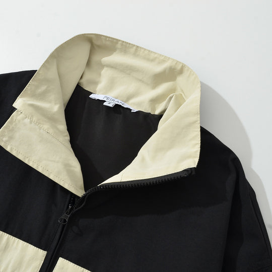 Damen Sportive Trackjacke mit hohem Stehkragen und kontrastierenden Streifen Nord Taschen