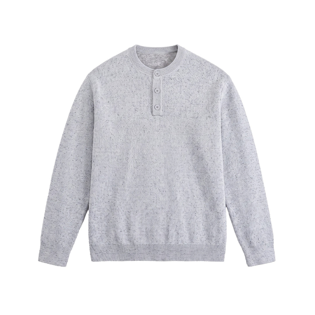 Herren Strukturierter Henley‑Strickpullover mit Dreifach‑Knopfleiste Nord Taschen
