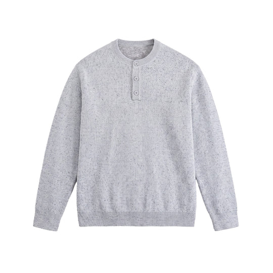 Herren Strukturierter Henley‑Strickpullover mit Dreifach‑Knopfleiste Nord Taschen