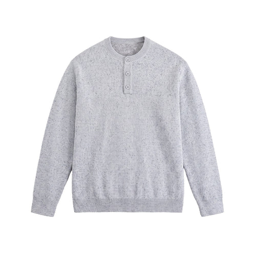 Herren Strukturierter Henley‑Strickpullover mit Dreifach‑Knopfleiste Nord Taschen
