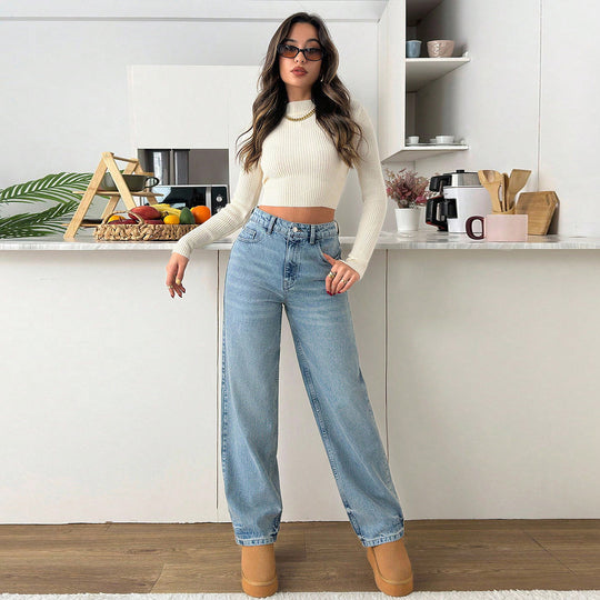 Damen Relaxed-Fit High‑Waist Jogger-Jeans mit elastischem Knöchelabschluss Nord Taschen