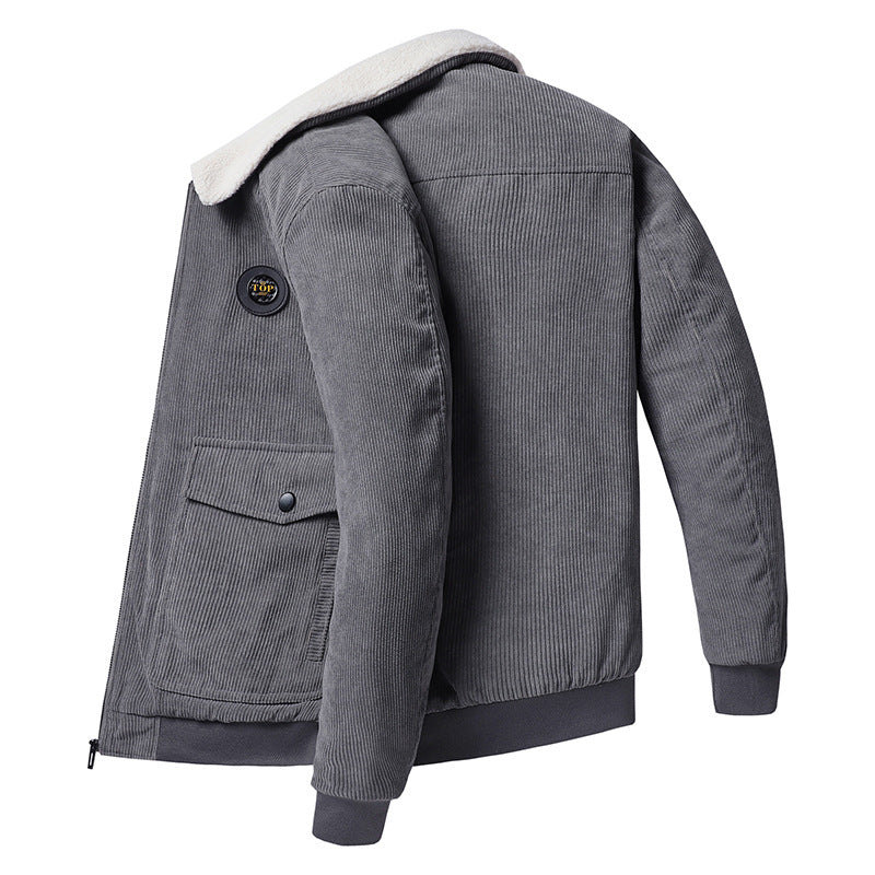 Herren Cordjacke im Bomberstil mit Teddykragen und wattierter Innenfütterung Nord Taschen