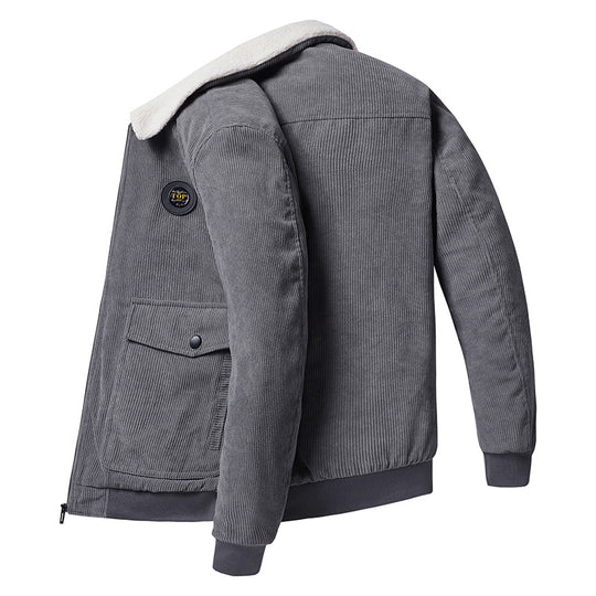 Herren Cordjacke im Bomberstil mit Teddykragen und wattierter Innenfütterung Nord Taschen