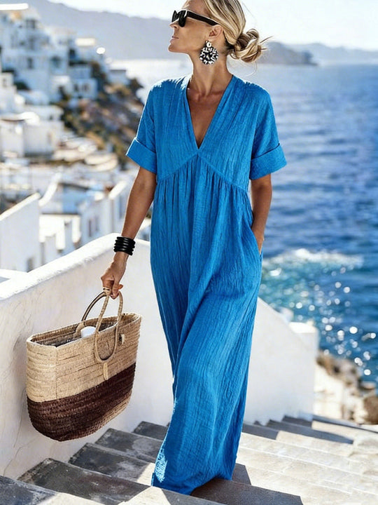 Damen Maxikleid mit lässigem Schnitt und seitlichen Taschen