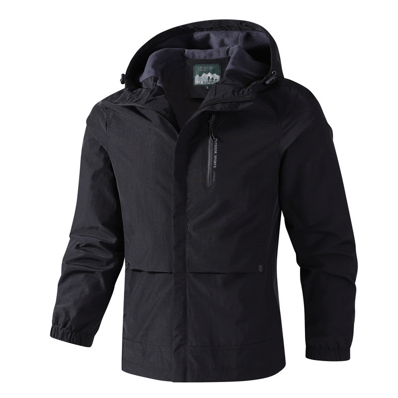 Herren Wasserdichte Softshell-Regenjacke mit Kapuze, Brust-Reißverschluss und Fleece-Innenkragen Nord Taschen