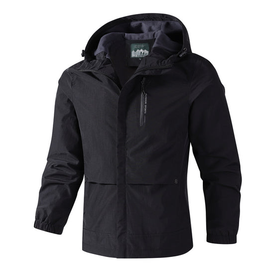 Herren Wasserdichte Softshell-Regenjacke mit Kapuze, Brust-Reißverschluss und Fleece-Innenkragen Nord Taschen