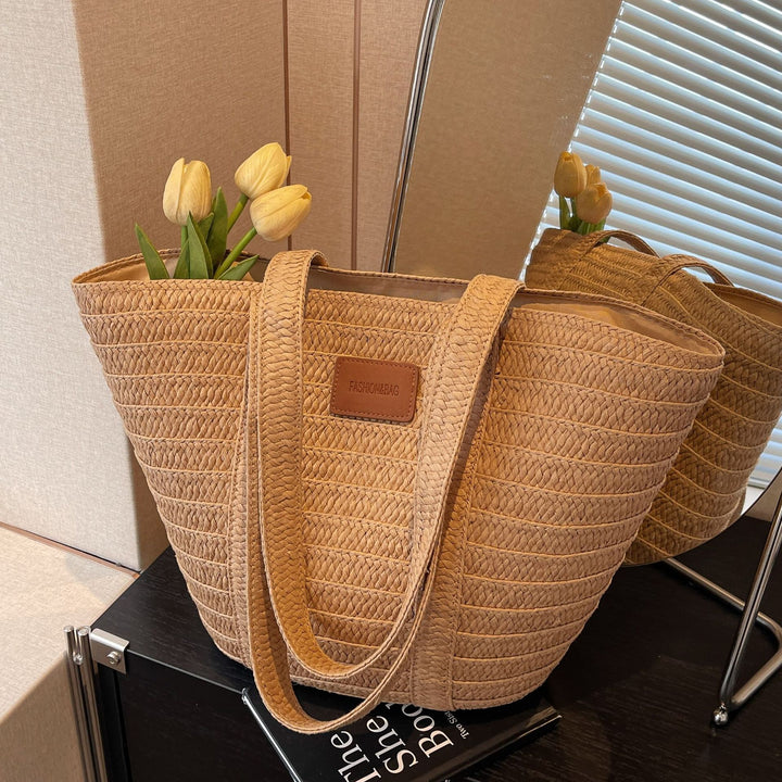 Damen Strandtasche aus gewebtem Naturmaterial mit großzügigem Stauraum Nord Taschen