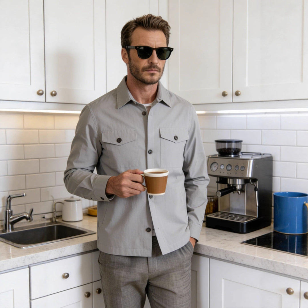 Herren Hemdjacke mit Pattentaschen und leichter Baumwollmischung Nord Taschen