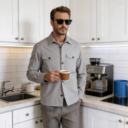 Herren Hemdjacke mit Pattentaschen und leichter Baumwollmischung Nord Taschen