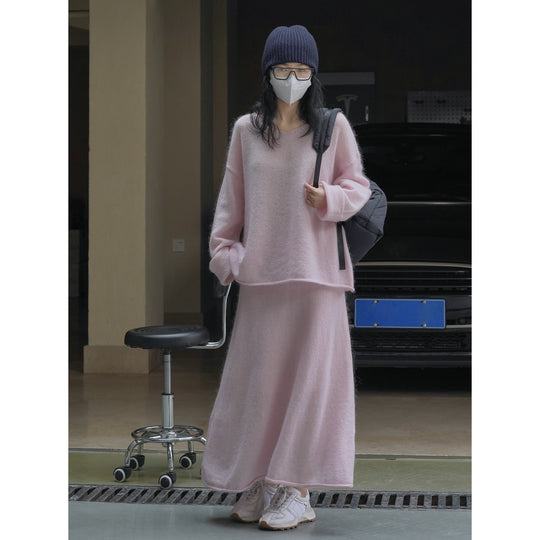 Damen Oversize-Pullover in Mohair‑Optik mit weitem Rundhalsausschnitt und extra weicher Faser Nord Taschen