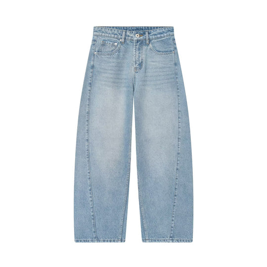 Damen Weite Cropped-Jeans mit hoher Taille und Einsatznaht Nord Taschen