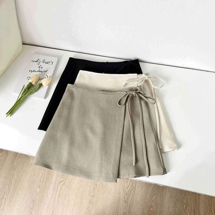 Damen Wickelrock aus hochwertigem Leinenstoff mit eleganter Schleifenbindung