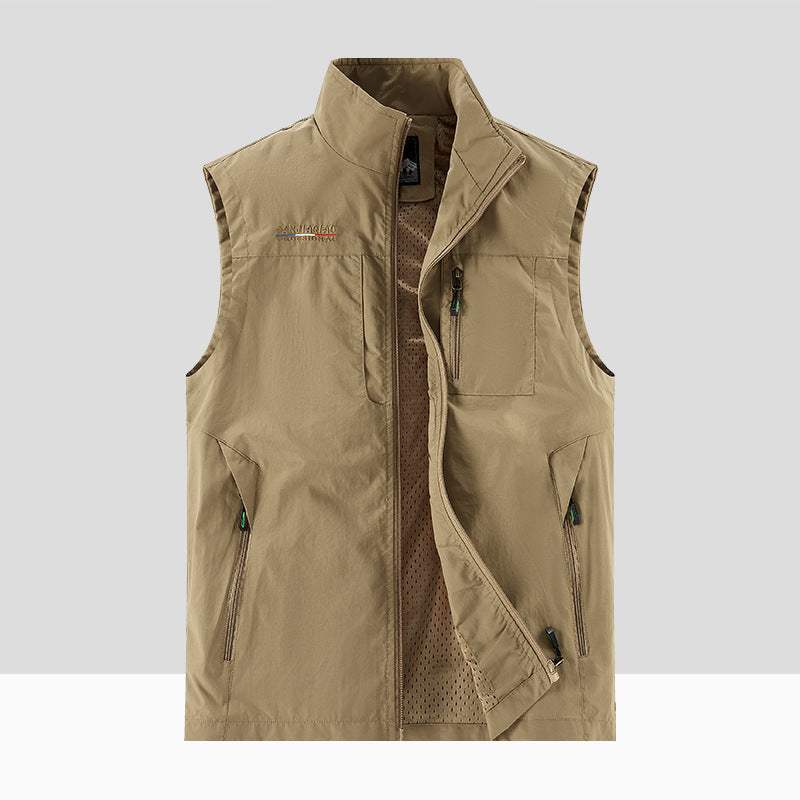 Herren Technische Outdoor-Weste mit atmungsaktivem Mesh-Futter, Reißverschlusstaschen & Stehkragen Nord Taschen