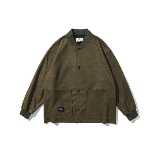 Herren Lockeres Overshirt aus Veloursleder-Imitat mit Knopfleiste und großen Fronttaschen Nord Taschen