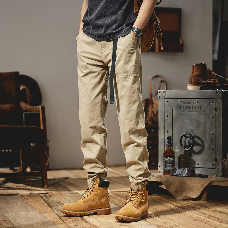 Herren Military-inspirierte Tapered-Cargo-Jogger aus robustem Baumwoll-Twill mit integriertem Webgurt und geripptem Knöchelabschluss Nord Taschen