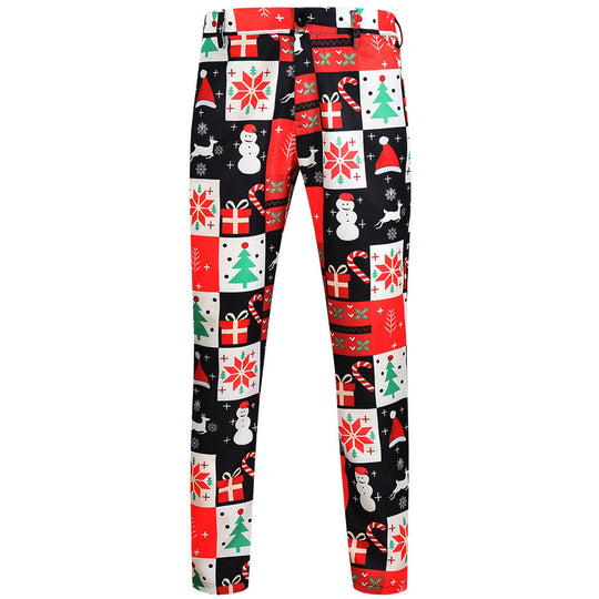 Herren Weihnachtliche Slim‑Fit Chinohose mit Allover-Santa‑Print und Stretchkomfort Nord Taschen
