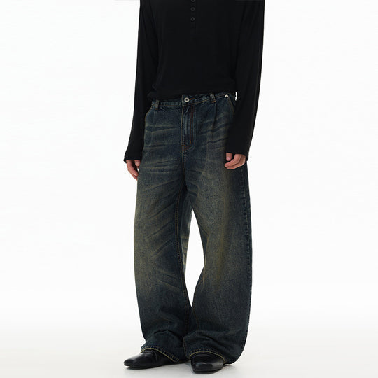 Herren Ultraweite Bodenlange Denim-Palazzohose im Marlene-Baggy-Stil mit tiefem Schritt Nord Taschen