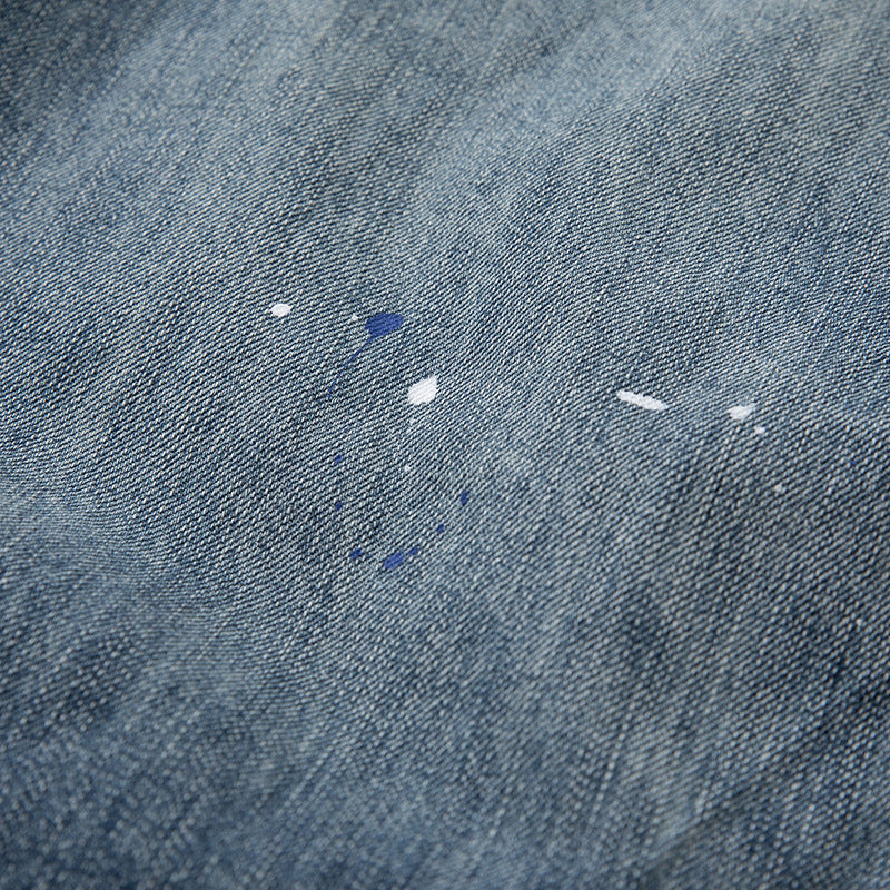 Damen Weit geschnittene High‑Waist Jeans mit Kordelzug, Farb‑Sprenkel und Used‑Waschung Nord Taschen