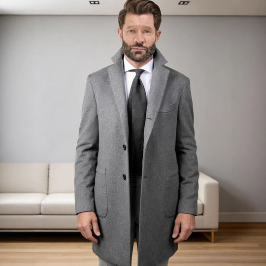 Herren Langer Unstrukturierter Leinen-Blazer mit Ein-Knopf-Verschluss und aufgesetzten Taschen Nord Taschen