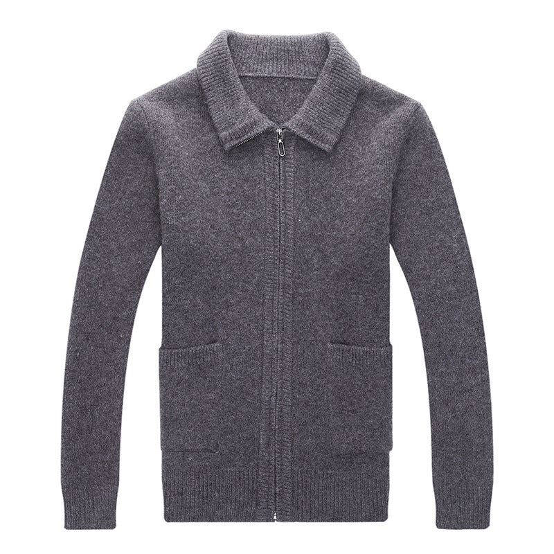Herren Strickjacke mit durchgehendem Reißverschluss Stehkragen und aufgesetzten Taschen Nord Taschen