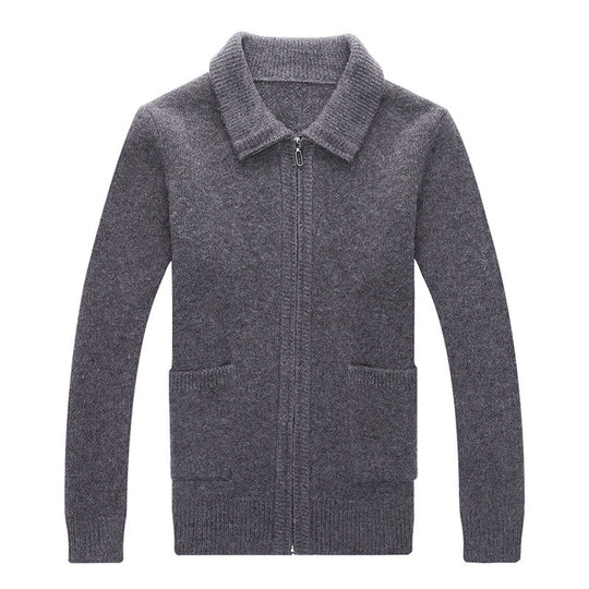 Herren Strickjacke mit durchgehendem Reißverschluss Stehkragen und aufgesetzten Taschen Nord Taschen