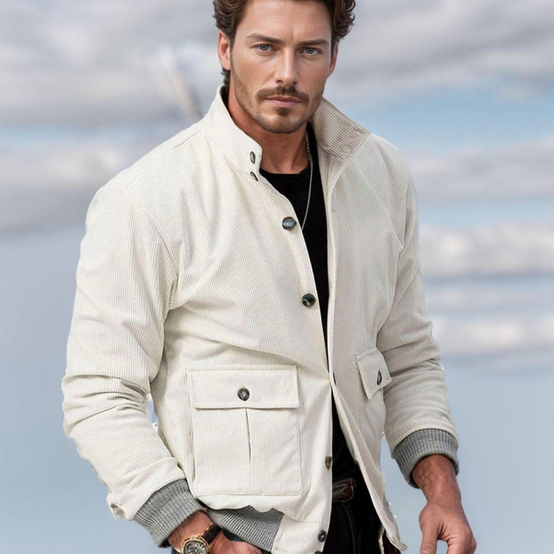 Herren Corduroy-Fieldjacke mit Pattentaschen und Stehkragen Nord Taschen