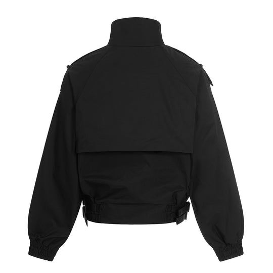 Damen Kurz geschnittene Boxy-Trenchjacke mit hohem Funnelkragen, Schulterklappen und verstellbarem Taillengurt Nord Taschen