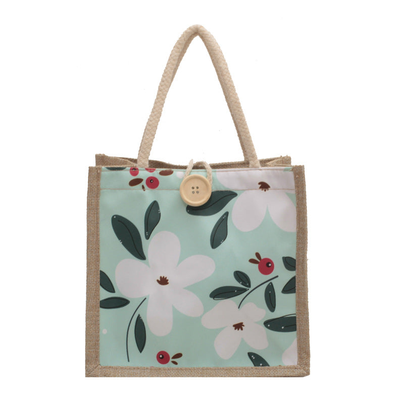 Damen komfortable Jute-Tragetasche mit floralem Design Nord Taschen