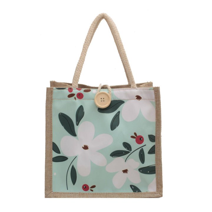 Damen komfortable Jute-Tragetasche mit floralem Design Nord Taschen