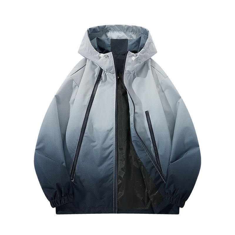 Herren Leichte Kapuzen-Windjacke mit asymmetrischen Reißverschlusstaschen und verstellbarem Saum Nord Taschen