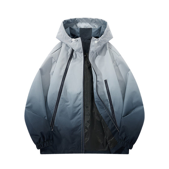 Herren Leichte Kapuzen-Windjacke mit asymmetrischen Reißverschlusstaschen und verstellbarem Saum Nord Taschen