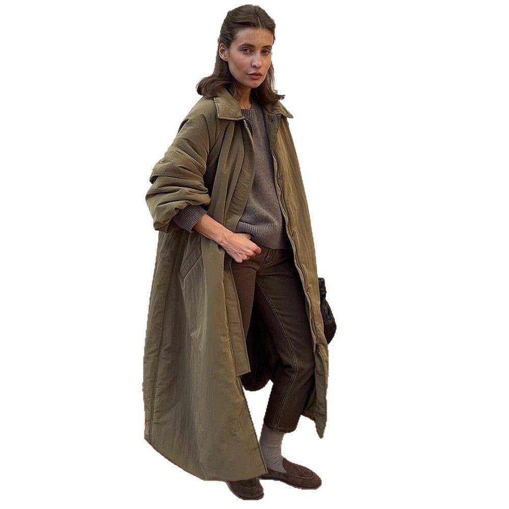 Damen Oversize Wattierter Mantel mit Ballon-Saum und Raglanärmeln Nord Taschen