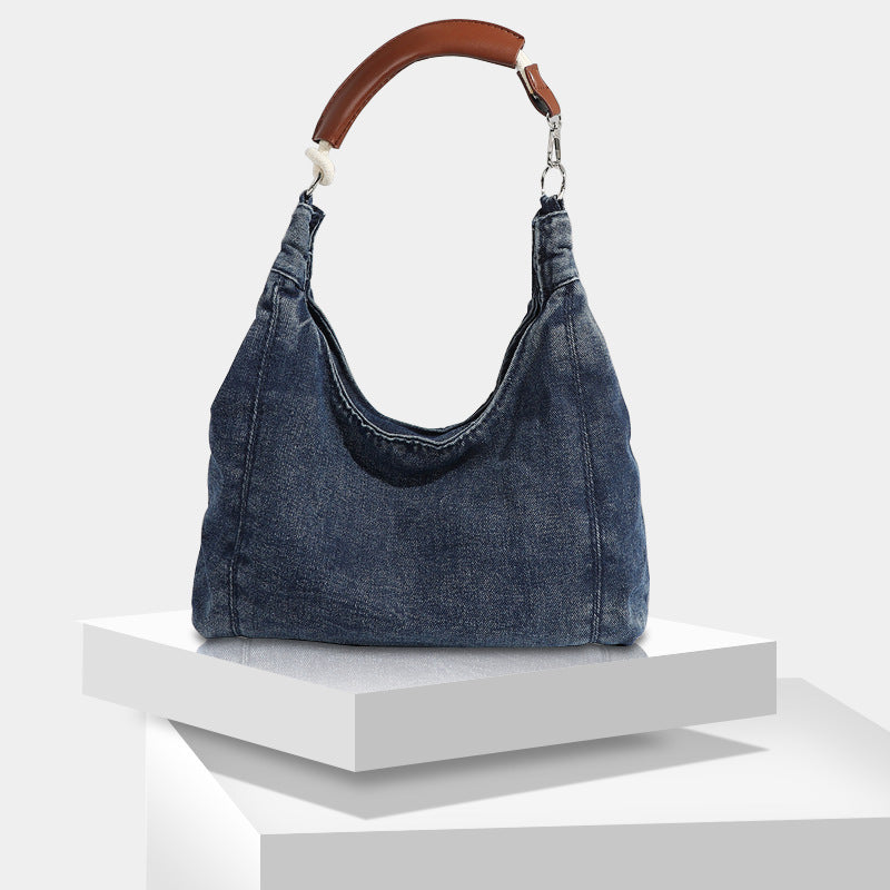 Damen Hobo-Tasche aus hochwertigem Denim mit eleganter Lederverstärkung Nord Taschen