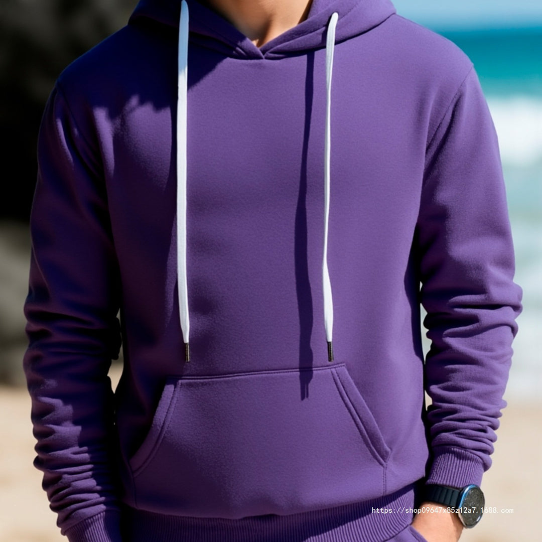 Herren Kapuzenpullover aus French‑Terry mit Kängurutasche & geripptem Saum Nord Taschen